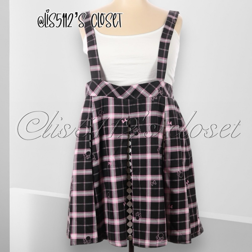 Torrid x Disney Minnie Mouse Pink & Black Plaid Skirtall Jumper Dress 3X 22 24 - Picture 3 of 15